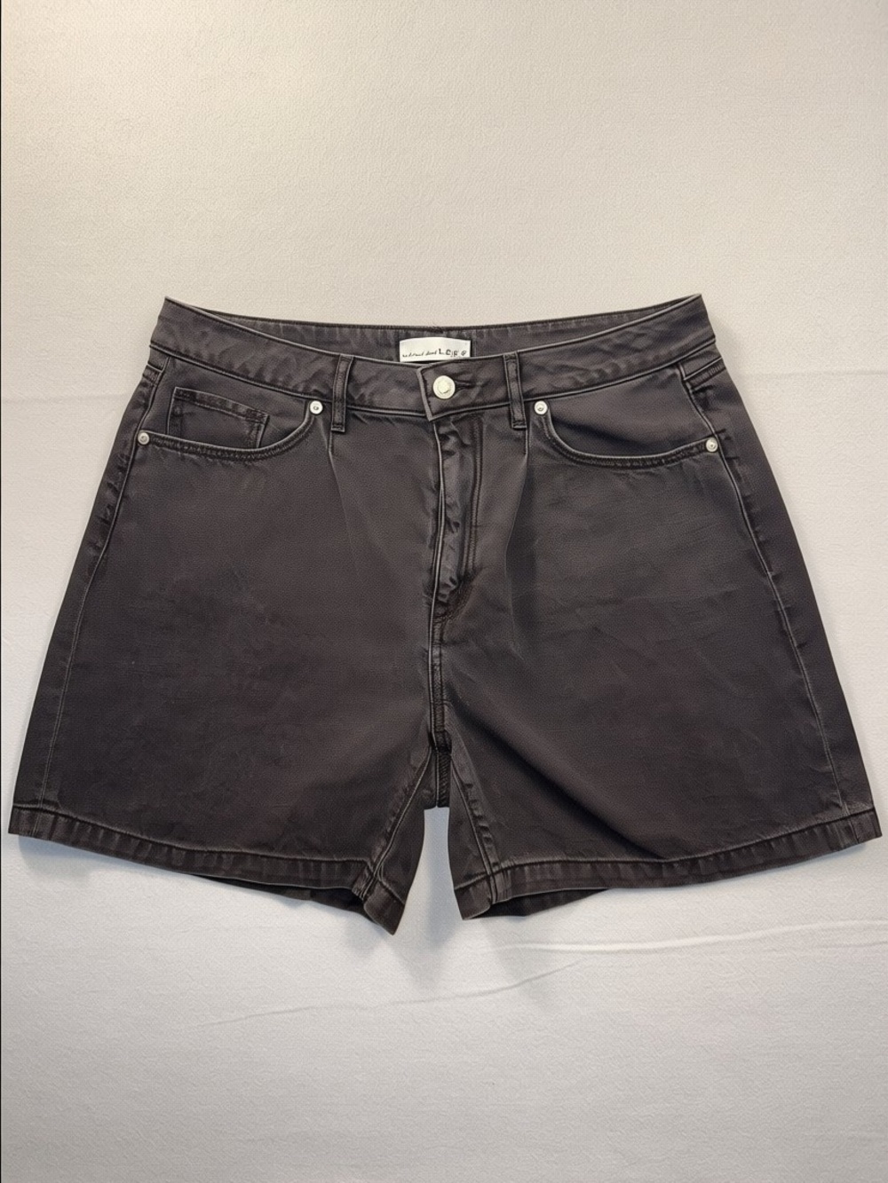 LOFT 6 Size 28 Linen Washed Black High-Rise Denim Shorts Summer Stretch